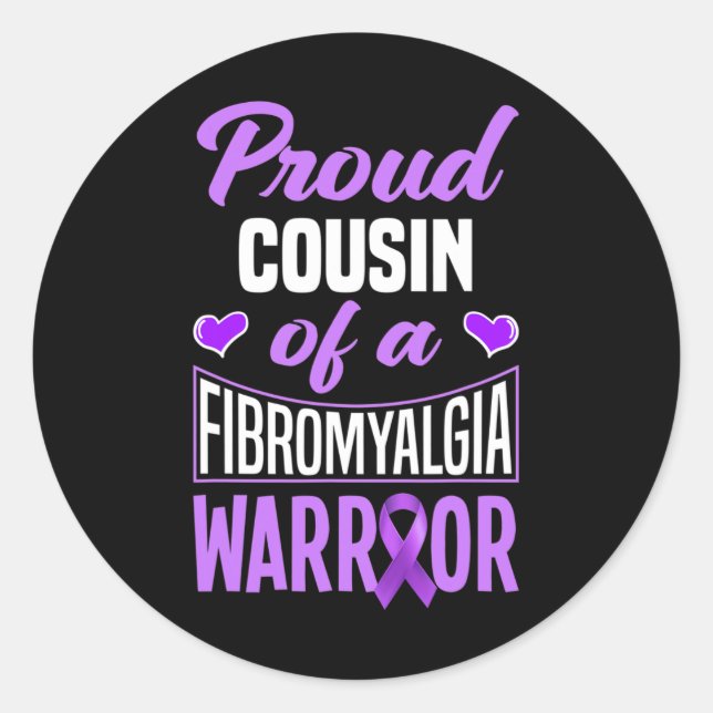 Adesivo Redondo Primo Orgulhoso De Um Guerreiro De Fibromialgia (Frente)