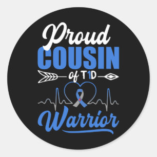 Adesivo Redondo Primo Orgulhoso do T1d Guerreiro Diabetes Sensibil