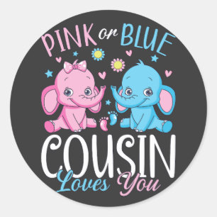 Adesivo Redondo Primo Rosa Ou Azul Te Ama Bebê Elefante