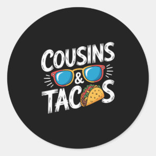 Adesivo Redondo Primos Engraçados E Tacos Férias De Primo