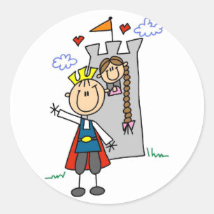 Adesivo Redondo Prince and Girl in Tower Camisetas and Gifts