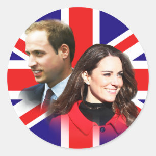 Adesivo Redondo Prince William & Kate Middleton Stickers