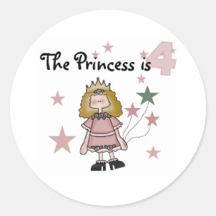 Adesivo Redondo Princesa 4º Aniversário