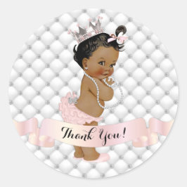 Adesivo Redondo Princesa Afro-Americana Diamantes Bege Rosa