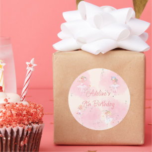 Adesivo Redondo Princesa Ballerina Birthday Clássico Redondo