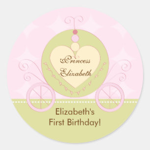 Adesivo Redondo Princesa Birthday Sticker Bonito Carruagem Real