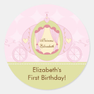 Adesivo Redondo Princesa Birthday Sticker Bonito Carruagem Real