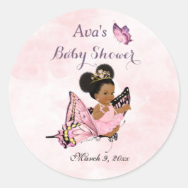 Adesivo Redondo Princesa Borboleta Bebê Menina Rosa Clássico Redon
