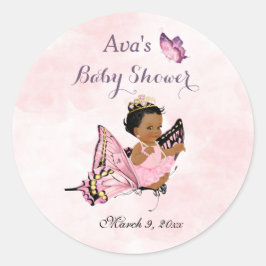 Adesivo Redondo Princesa Borboleta Bebê Menina Rosa Clássico Redon