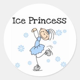 Adesivo Redondo Princesa Camiseta e presentes do patinagem no gelo