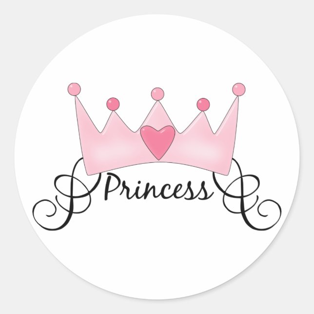 Adesivo Redondo Princesa com Coroa - Personalizável (Frente)