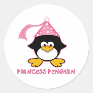 Adesivo Redondo Princesa cor-de-rosa Pinguim