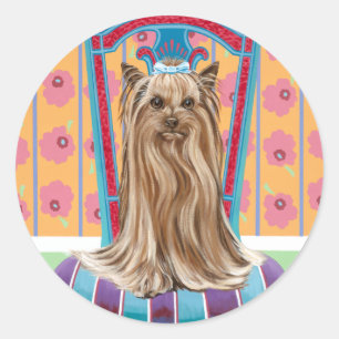 Adesivo Redondo Princesa Coroa Yorkie