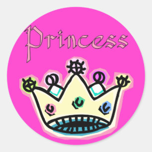 Adesivo Redondo Princesa Crown Stickers