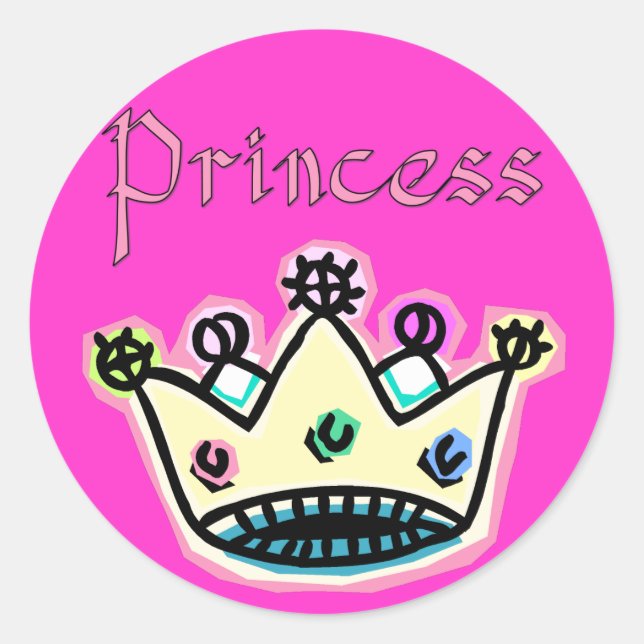 Adesivo Redondo Princesa Crown Stickers (Frente)