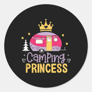 Adesivo Redondo Princesa de Acampamento Aventureira ao Ar Livre Ex