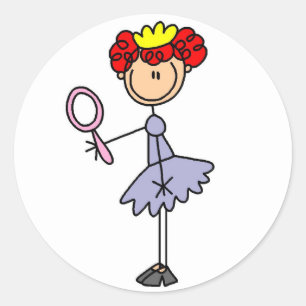 Adesivo Redondo Princesa de Cabelo Vermelho