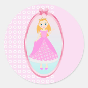 Adesivo Redondo Princesa de Fairytala no Partido de Birthaday Rosa