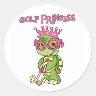 Adesivo Redondo Princesa do golfe da tartaruga