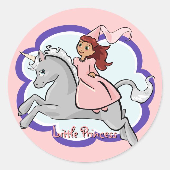 Adesivo Redondo Princesa e Unicorn Sticker (Frente)