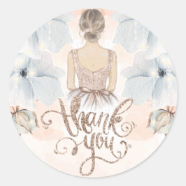 Adesivo Redondo Princesa Festa de aniversário Beige Glitter Obriga