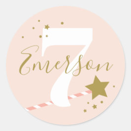 Adesivo Redondo Princesa Festa de aniversario de meninas Rosa