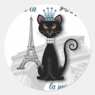 Adesivo Redondo princesa francesa do gatinho do Oo-la-la