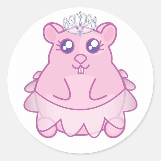 Adesivo Redondo Princesa Hamster Stickers (Frente)