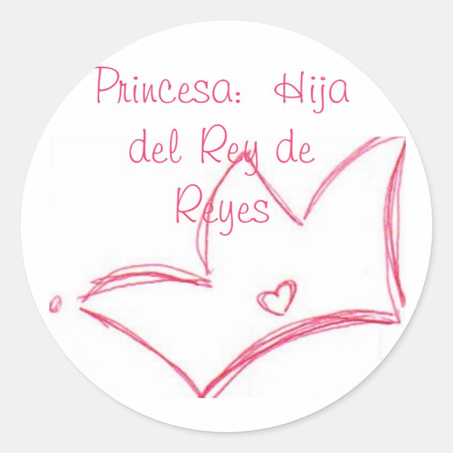 Adesivo Redondo Princesa: Hija del Rey de Reyes (Frente)