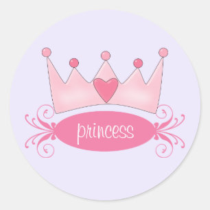 Adesivo Redondo Princesa Personalizada Tiara Stickers