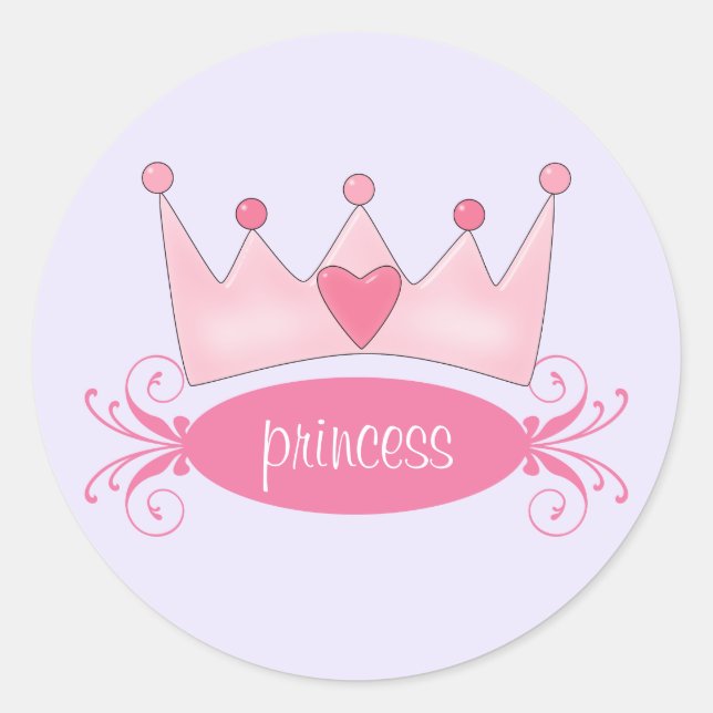 Adesivo Redondo Princesa Personalizada Tiara Stickers (Frente)