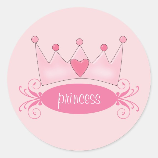 Adesivo Redondo Princesa Personalizada Tiara Stickers (Frente)