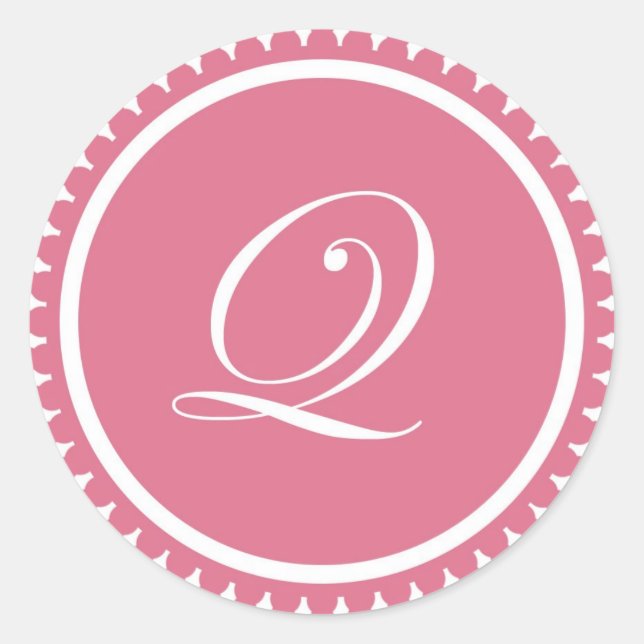 Adesivo Redondo Princesa Q inicial - monograma cor-de-rosa - a fav (Frente)