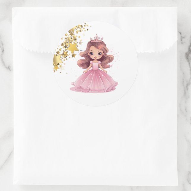Adesivo Redondo Princesa Stickers (Bolsa)
