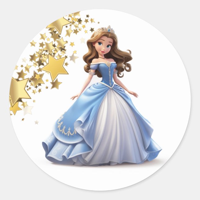 Adesivo Redondo Princesa Stickers (Frente)