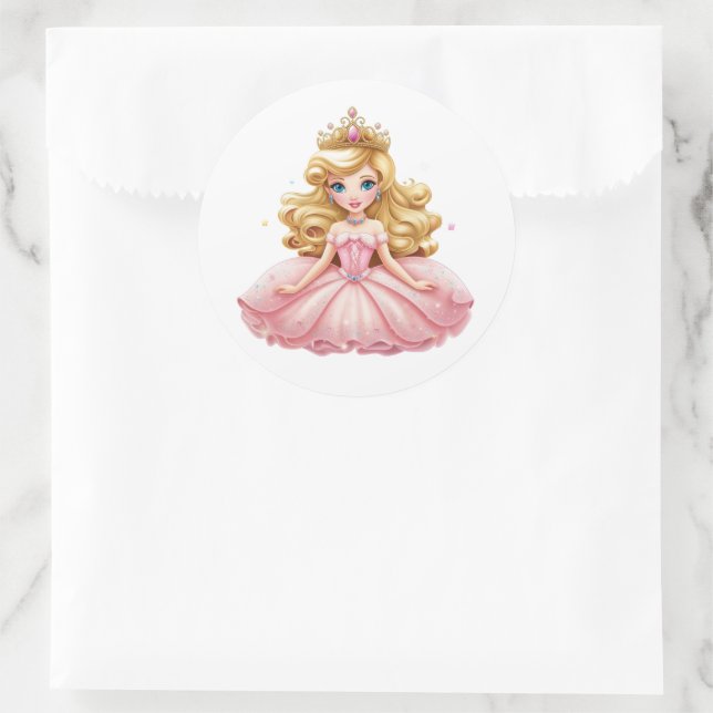 Adesivo Redondo Princesa Stickers (Bolsa)