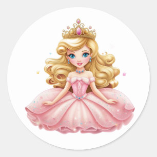 Adesivo Redondo Princesa Stickers