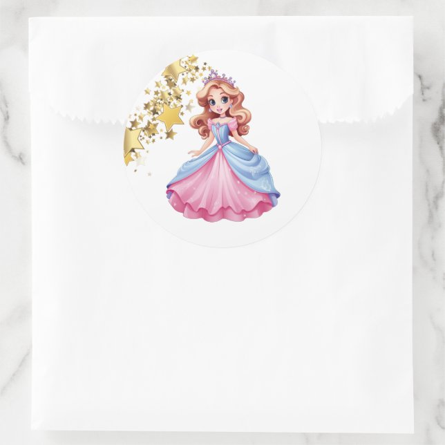 Adesivo Redondo Princesa Stickers (Bolsa)