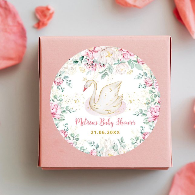 Adesivo Redondo Princesa Swan Chá de fraldas (Criador carregado)