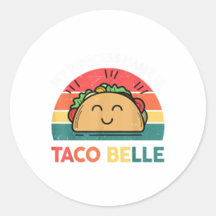 Adesivo Redondo Princesa Taco Belle Cinco Mayo Engraçado Mexicano