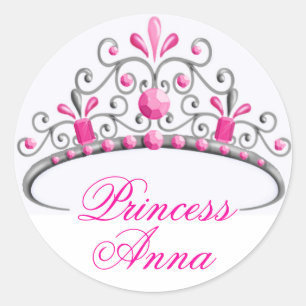 Adesivo Redondo Princesa Tiara Birthday Stickers