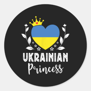 Adesivo Redondo Princesa Ucraniana Bandeira da Ucrânia Orgulhosa G