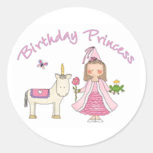 Adesivo Redondo Princesa Unicórnio Aniversário Menina
