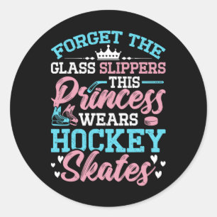 Adesivo Redondo Princesa Usa Patins de Hóquei Amante Joga Hóquei n