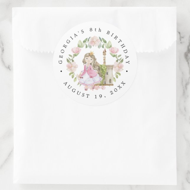 Adesivo Redondo Princesas, Cavalheiros e Dragões Conto de Fadas de (Bolsa)