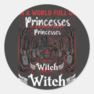 Adesivo Redondo Princesas Seja Bruxa Halloween Castelo Caldeirão T