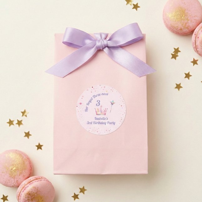 Adesivo Redondo Princess Crown 3rd Birthday Royal Threeness (Criador carregado)