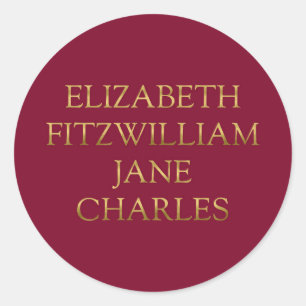 Adesivo Redondo Principais caracteres do Orgulho e Preconceito