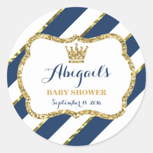 Adesivo Redondo Príncipe pequeno Etiqueta, azul marinho, brilho d