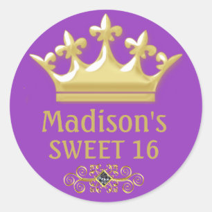 Adesivo Redondo Príncipes Dourados personalizados Coroa no doce
